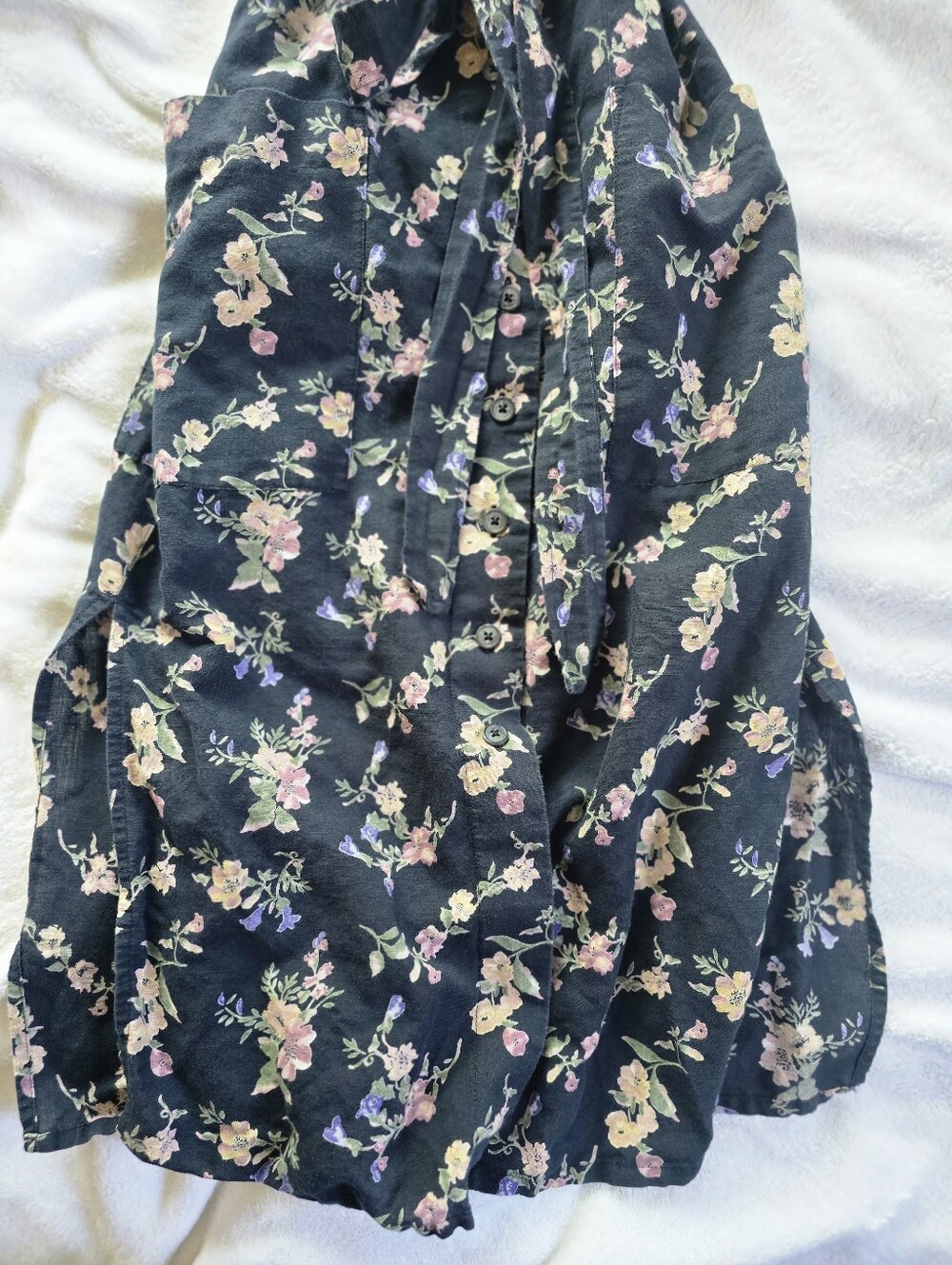 Topshop Navy Blue Floral Linen Blend Dress in US Size 4 (but fits like a 2) - Picture 5 of 9
